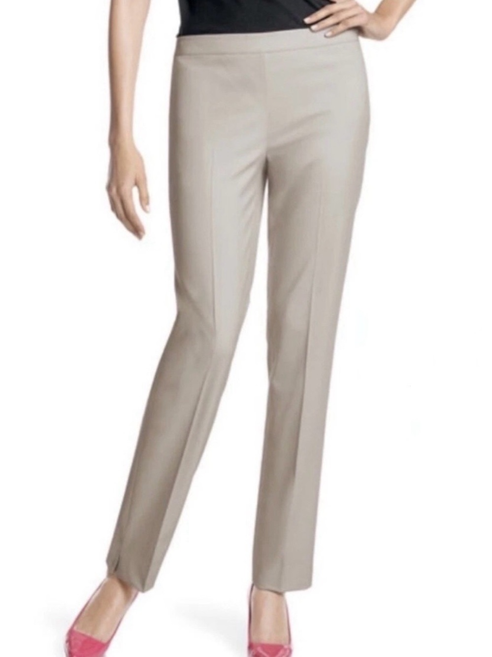 Lafayette 148 Bleecker Virgin Wool Straight Crop Pants 6 Grey Tailored Trouser